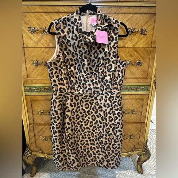 NWT Kate Spade New York Leopard Jacquard Knott Sleeveless Dress Sz14 - Picture 4 of 12